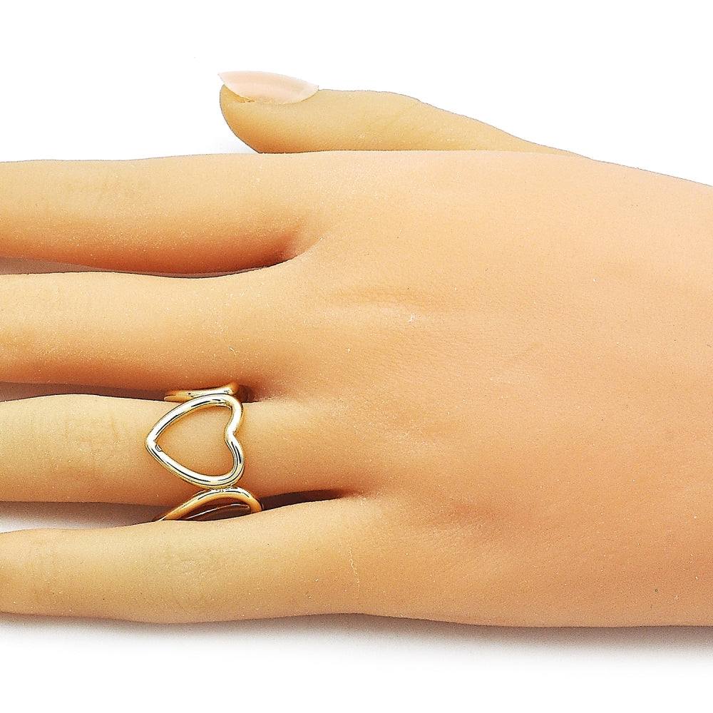 Oro Laminado Elegant Ring, Gold Filled Style Heart Design, Polished, Golden Finish