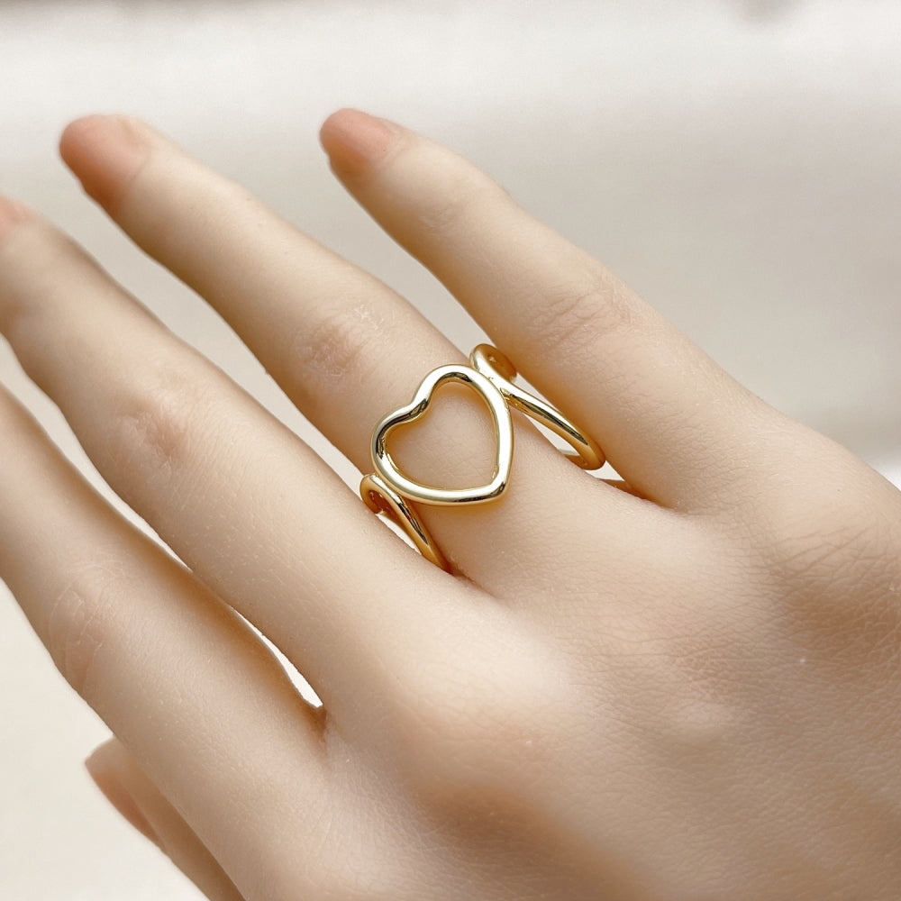Oro Laminado Elegant Ring, Gold Filled Style Heart Design, Polished, Golden Finish