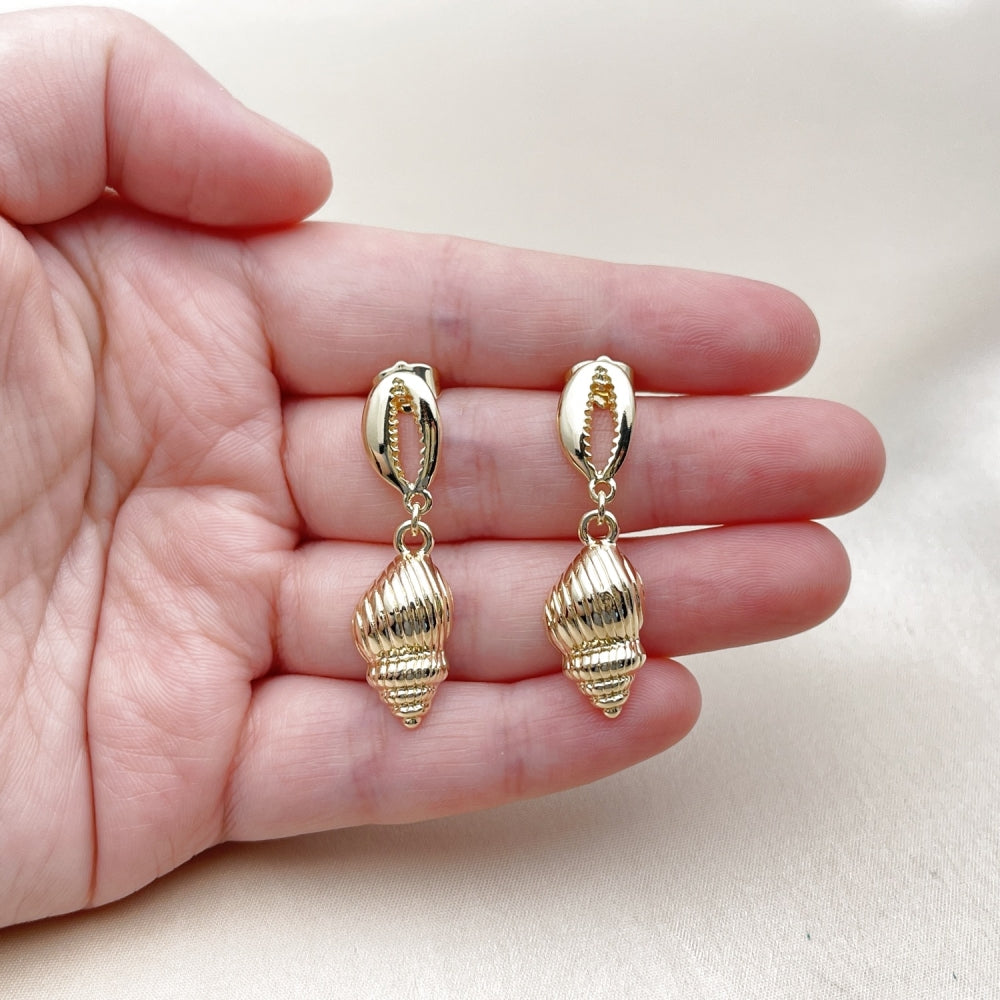Oro Laminado Dangle Earring, Gold Filled Style Snail Design, Polished, Golden Finish
