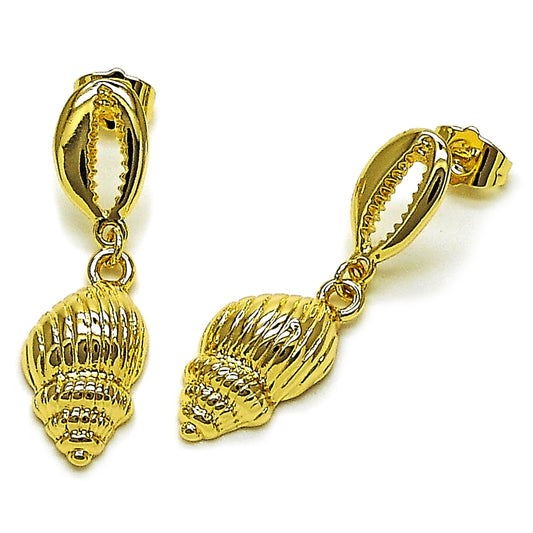 Oro Laminado Dangle Earring, Gold Filled Style Snail Design, Polished, Golden Finish