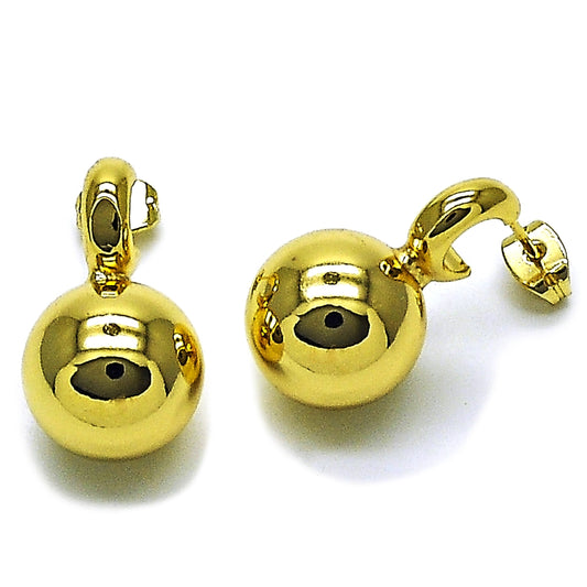 Oro Laminado Stud Earring, Gold Filled Style Ball and Hollow Design, Polished, Golden Finish