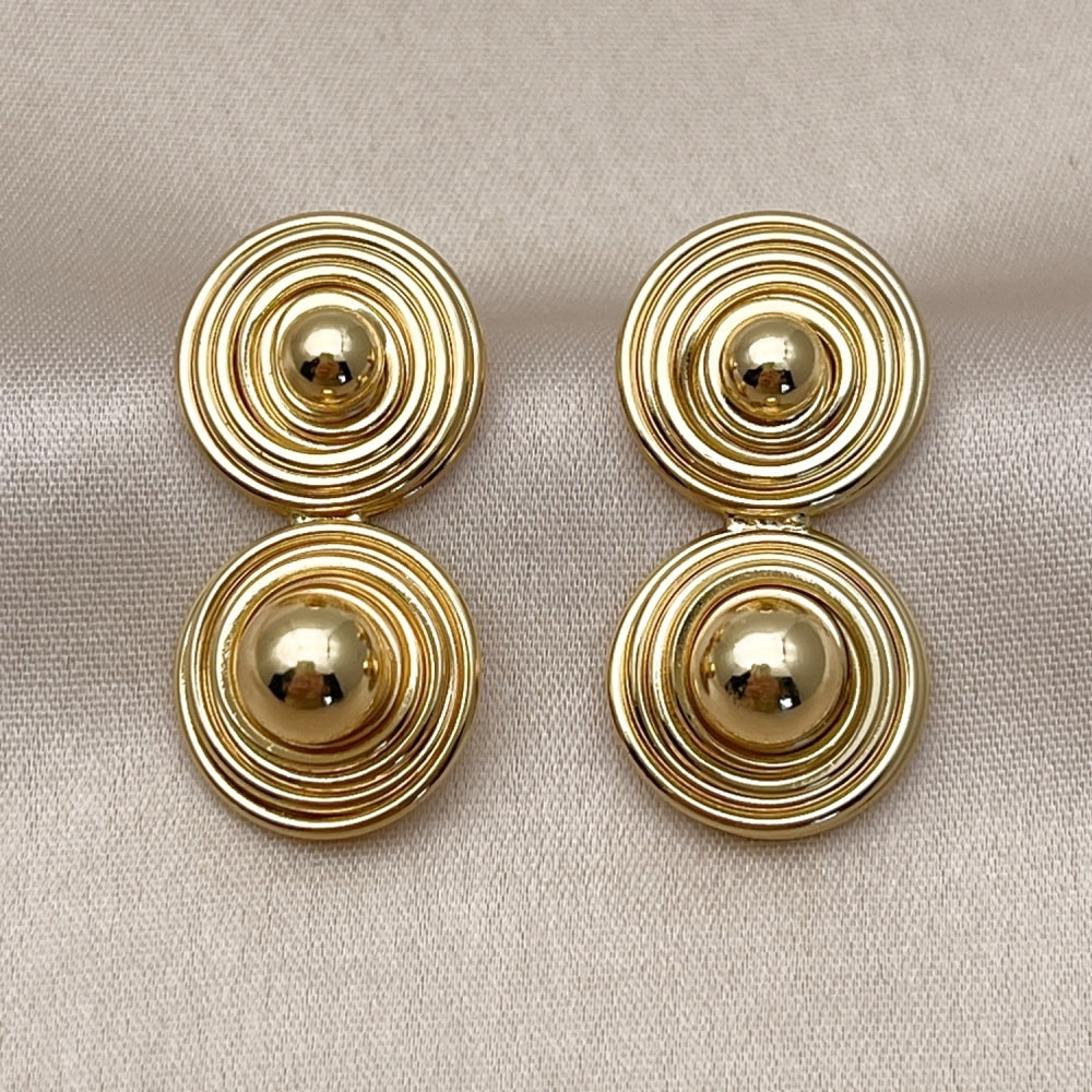 Oro Laminado Stud Earring, Gold Filled Style Ball Design, Polished, Golden Finish