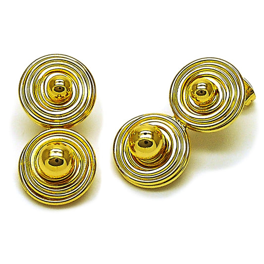Oro Laminado Stud Earring, Gold Filled Style Ball Design, Polished, Golden Finish