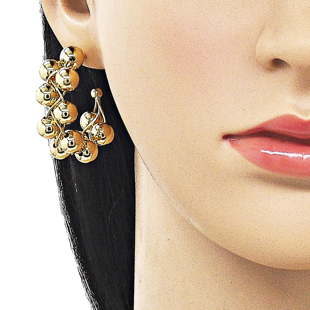 Oro Laminado Medium Hoop, Gold Filled Style Ball and Hollow Design, Polished, Golden Finish