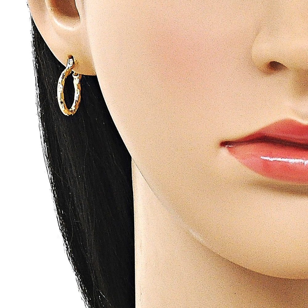 Oro Laminado Small Hoop, Gold Filled Style Diamond Cutting Finish, Golden Finish