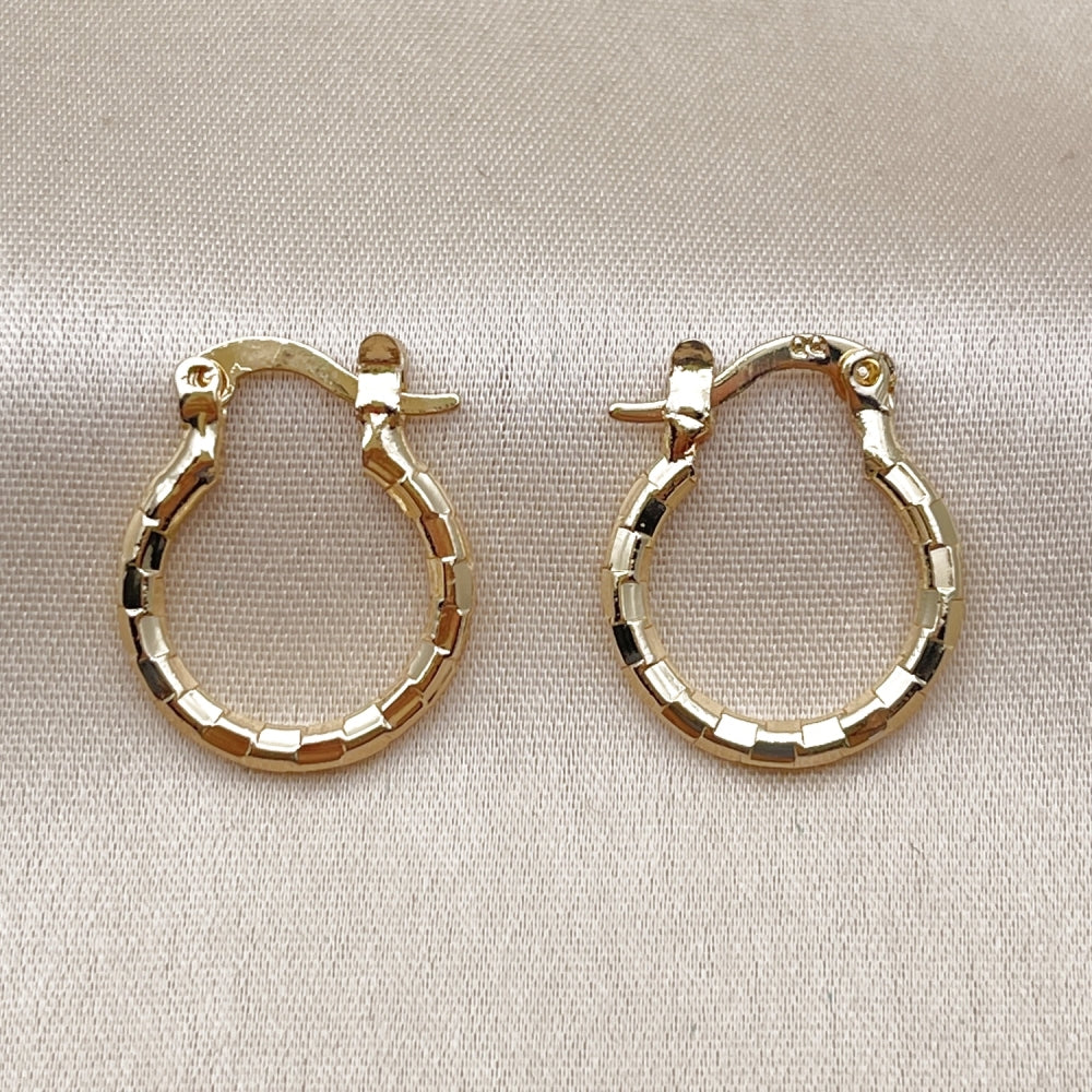 Oro Laminado Small Hoop, Gold Filled Style Diamond Cutting Finish, Golden Finish