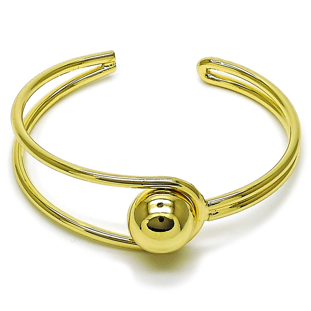 Oro Laminado Individual Bangle, Gold Filled Style Ball Design, Polished, Golden Finish