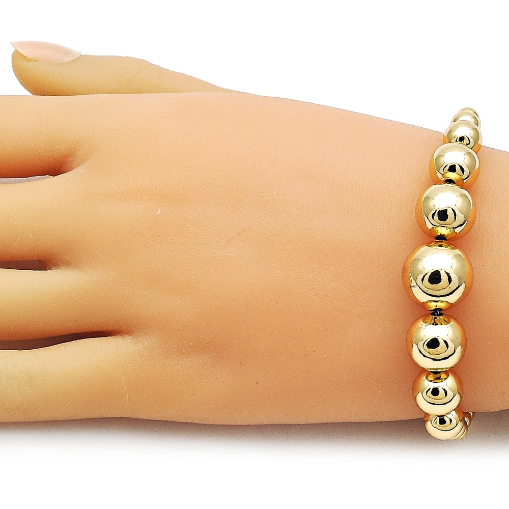Oro Laminado Fancy Bracelet, Gold Filled Style Ball and Hollow Design, Polished, Golden Finish
