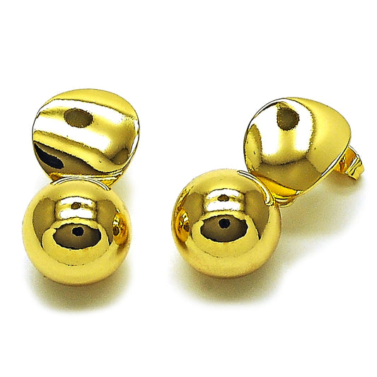 Oro Laminado Dangle Earring, Gold Filled Style Ball Design, Polished, Golden Finish