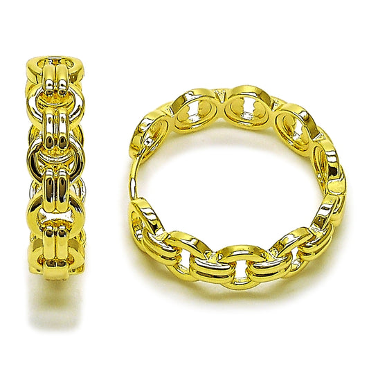 Oro Laminado Huggie Hoop, Gold Filled Style Belt Buckle Design, Polished, Golden Finish