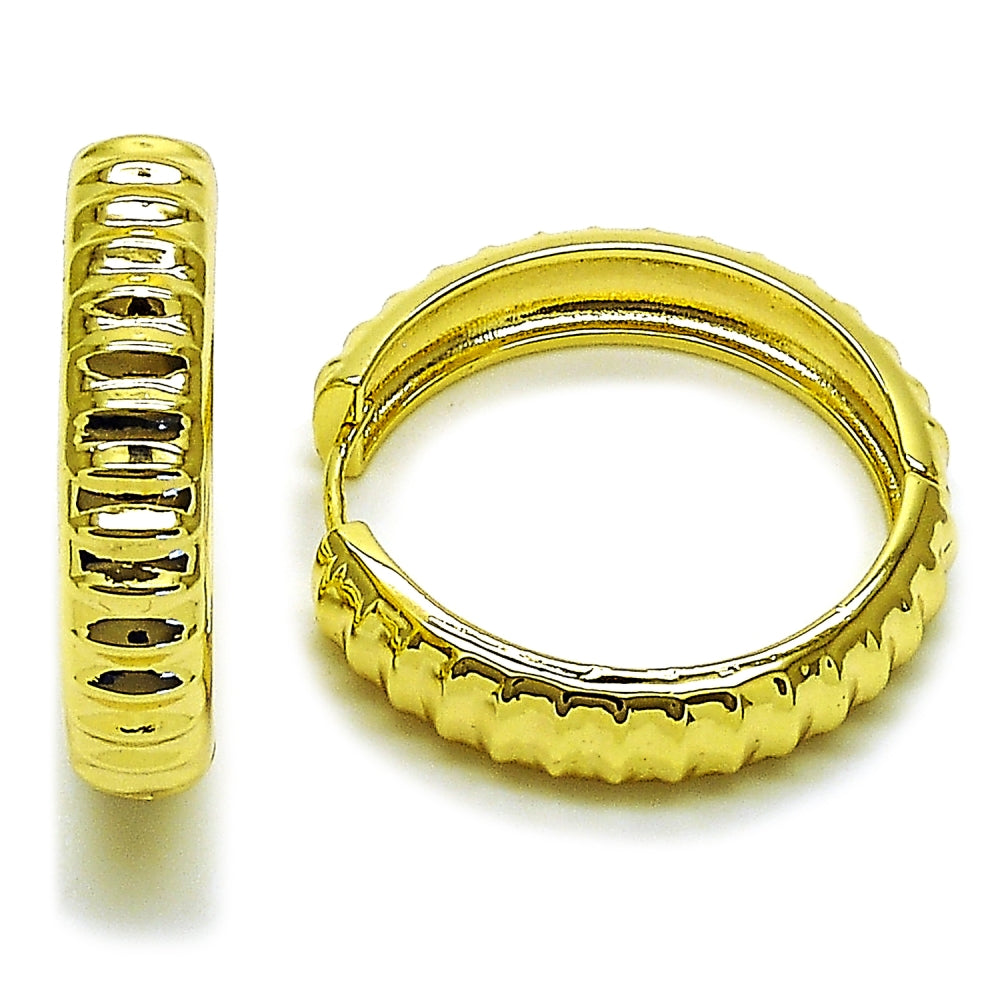 Oro Laminado Huggie Hoop, Gold Filled Style Polished, Golden Finish