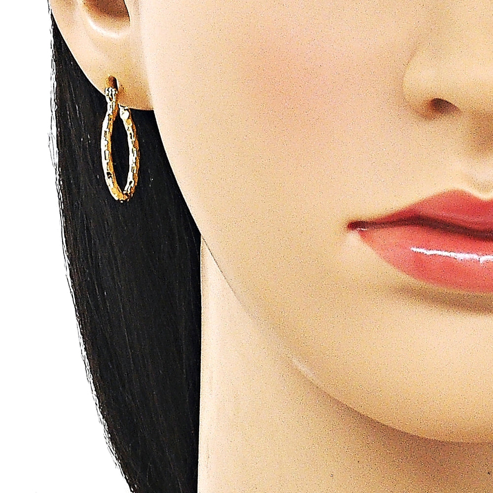 Oro Laminado Small Hoop, Gold Filled Style Diamond Cutting Finish, Golden Finish