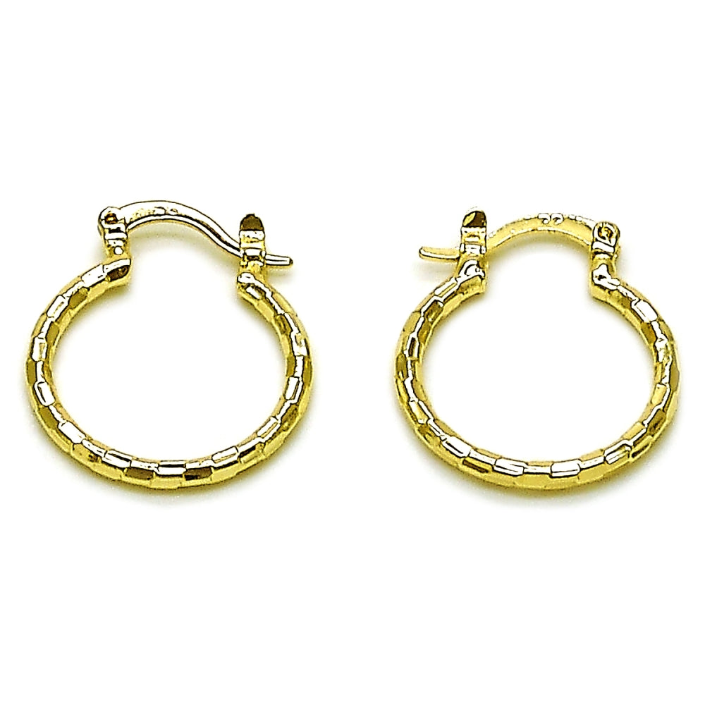 Oro Laminado Small Hoop, Gold Filled Style Diamond Cutting Finish, Golden Finish