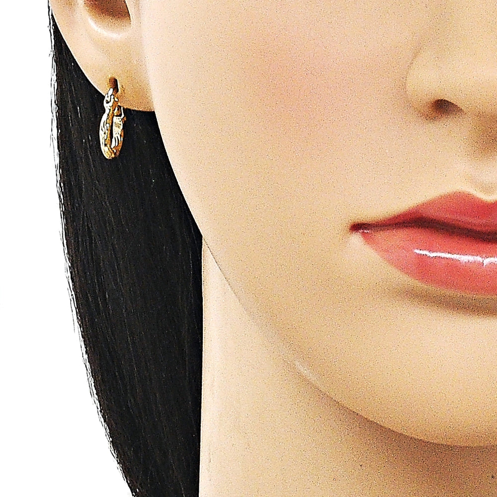 Oro Laminado Small Hoop, Gold Filled Style Diamond Cutting Finish, Golden Finish