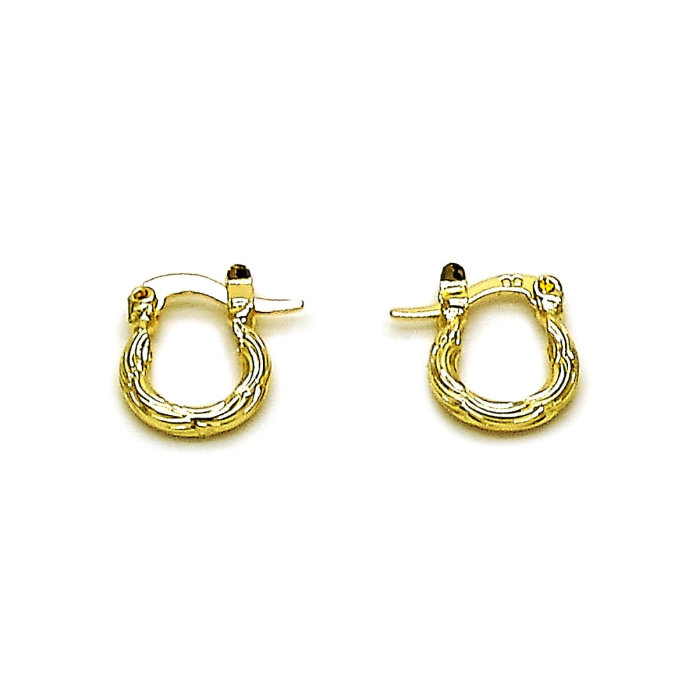 Oro Laminado Small Hoop, Gold Filled Style Diamond Cutting Finish, Golden Finish