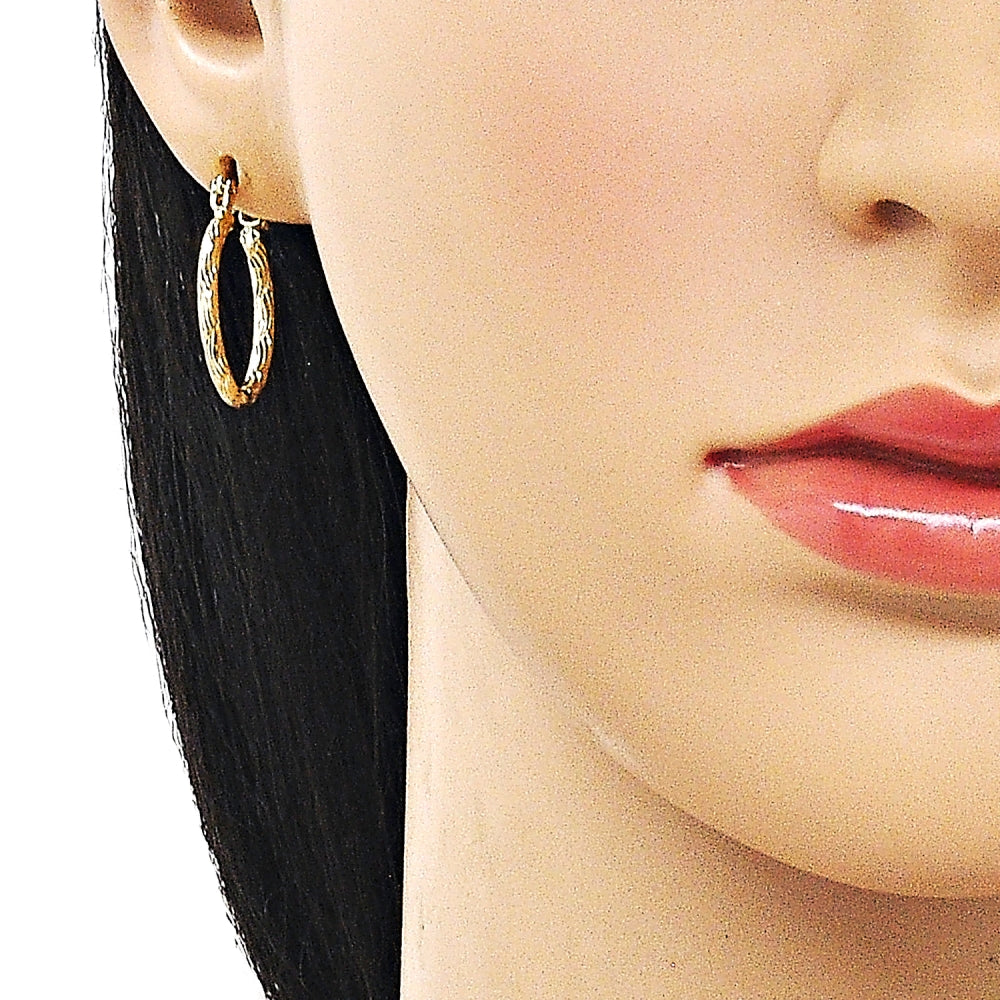 Oro Laminado Small Hoop, Gold Filled Style Diamond Cutting Finish, Golden Finish
