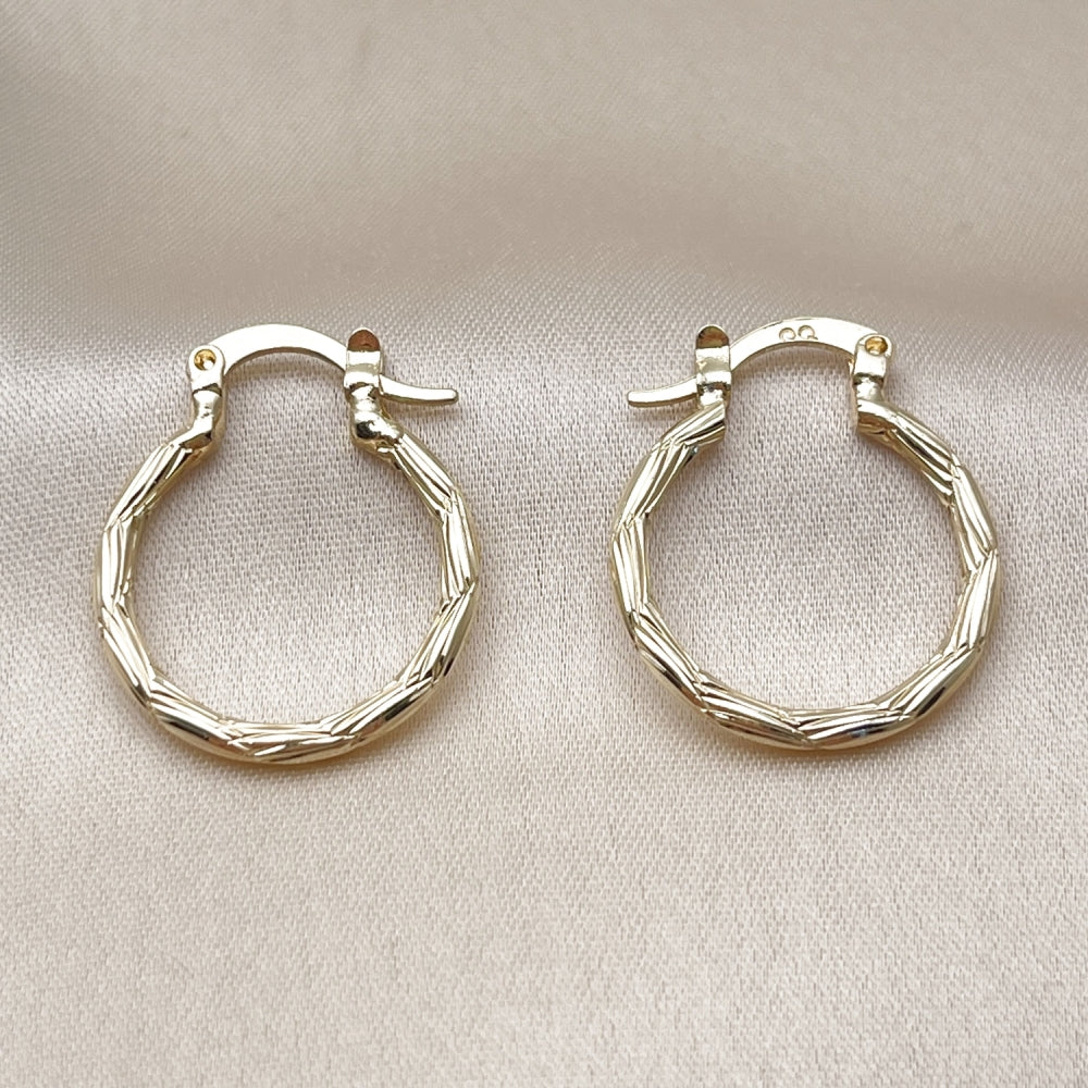 Oro Laminado Small Hoop, Gold Filled Style Diamond Cutting Finish, Golden Finish