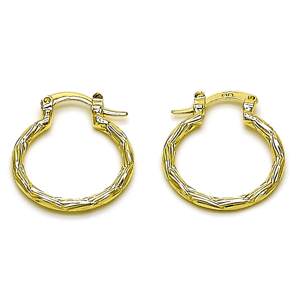 Oro Laminado Small Hoop, Gold Filled Style Diamond Cutting Finish, Golden Finish