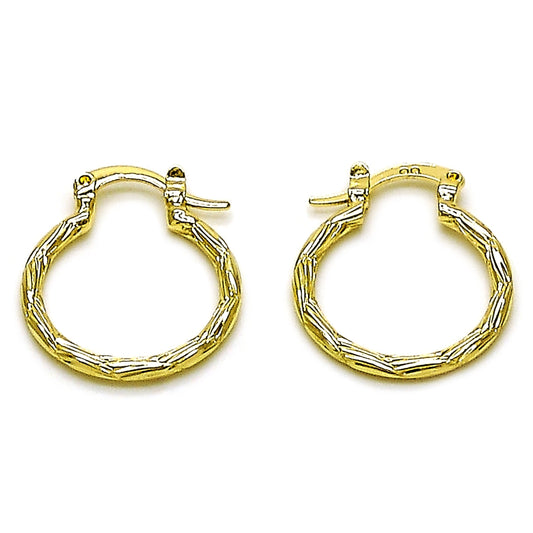 Oro Laminado Small Hoop, Gold Filled Style Diamond Cutting Finish, Golden Finish
