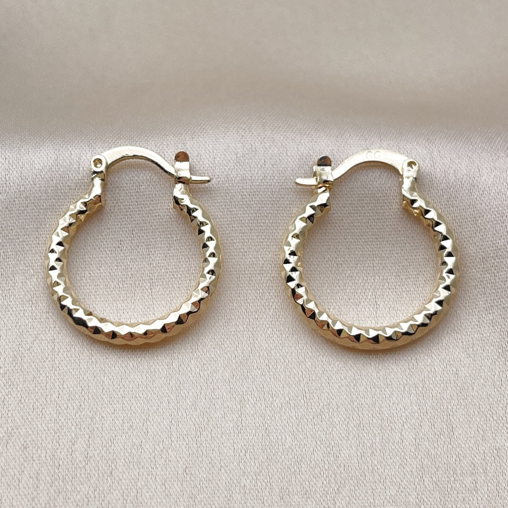 Oro Laminado Small Hoop, Gold Filled Style Diamond Cutting Finish, Golden Finish