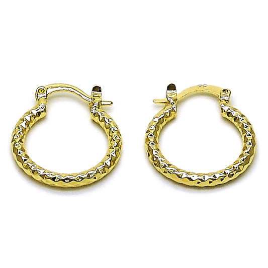 Oro Laminado Small Hoop, Gold Filled Style Diamond Cutting Finish, Golden Finish