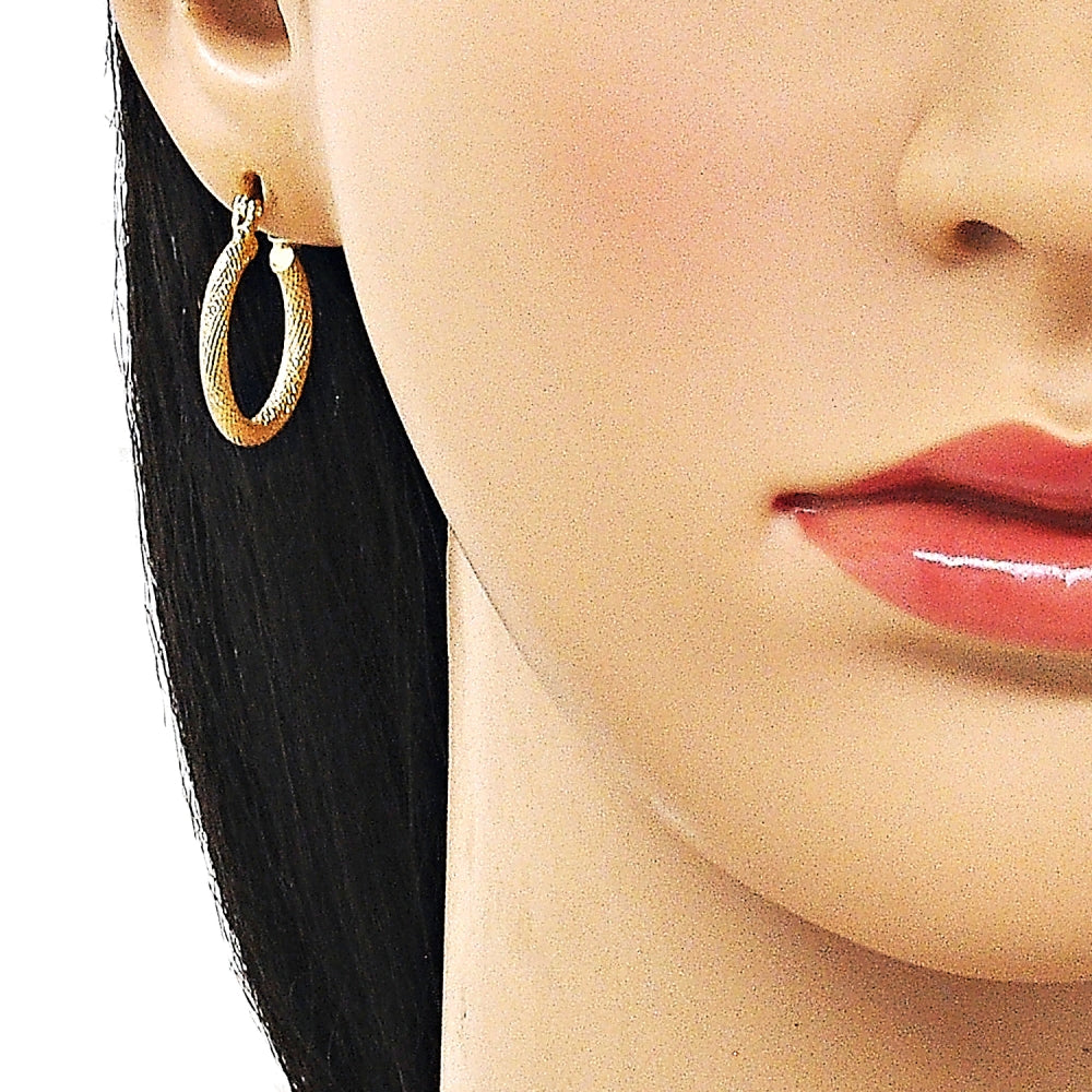 Oro Laminado Small Hoop, Gold Filled Style Matte Finish, Golden Finish