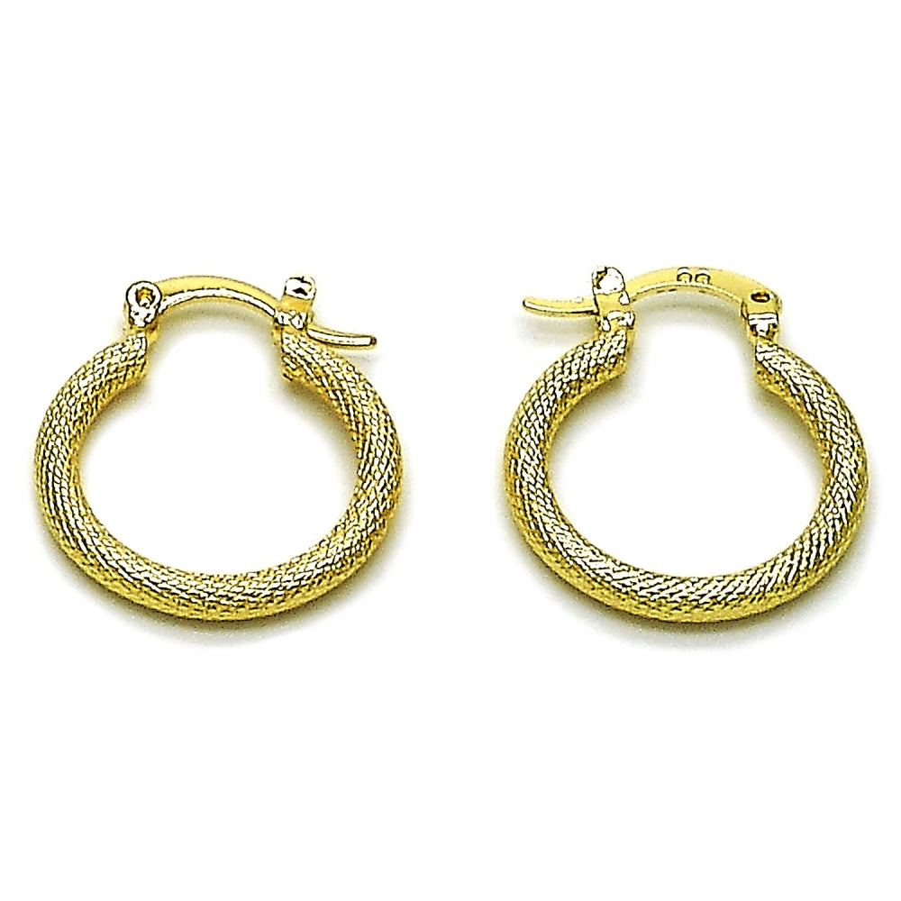 Oro Laminado Small Hoop, Gold Filled Style Matte Finish, Golden Finish
