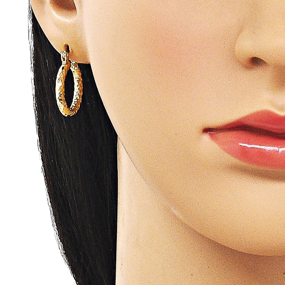 Oro Laminado Small Hoop, Gold Filled Style Diamond Cutting Finish, Golden Finish