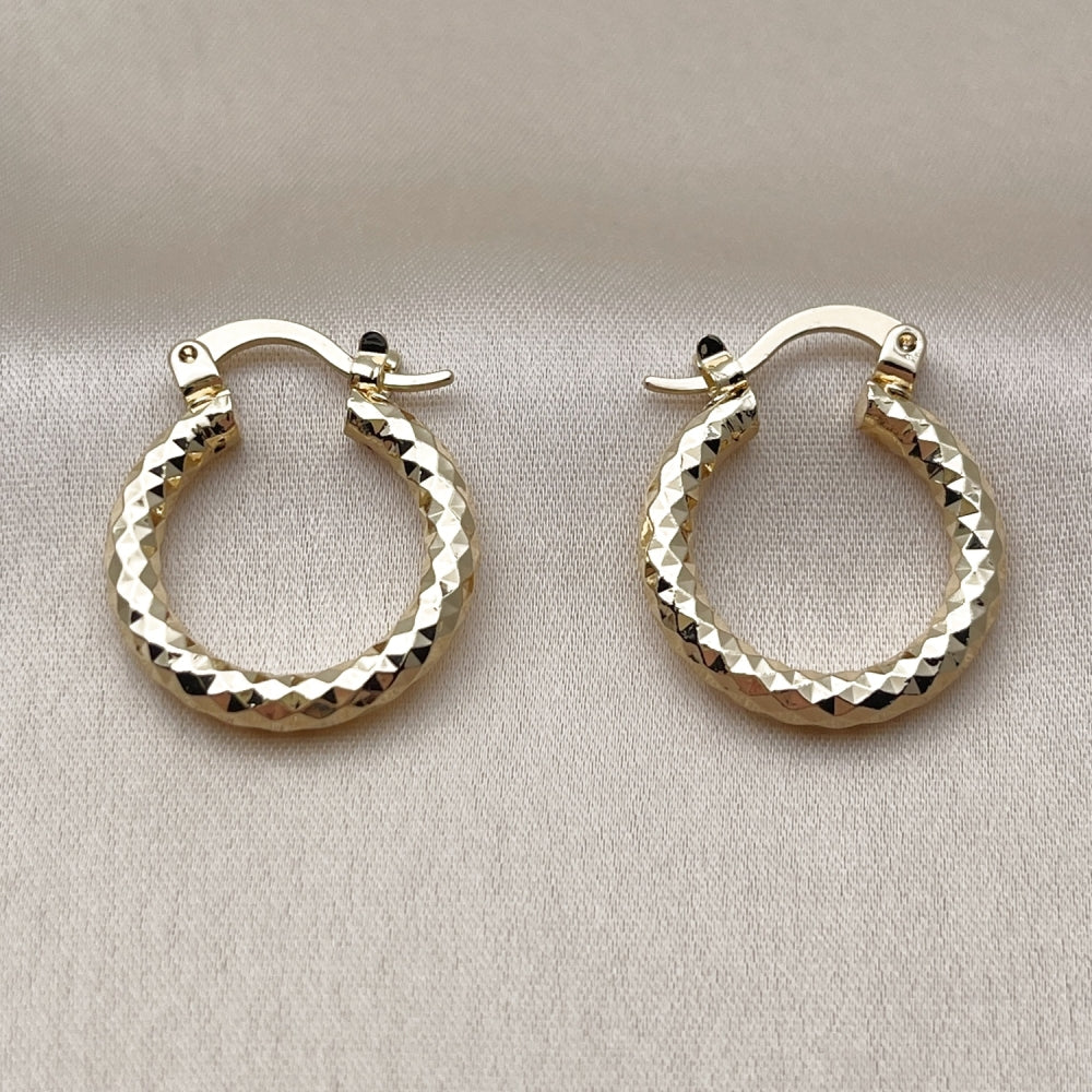 Oro Laminado Small Hoop, Gold Filled Style Diamond Cutting Finish, Golden Finish
