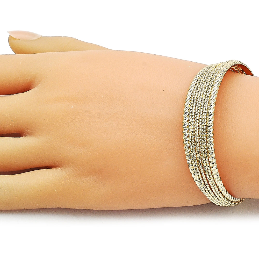 Oro Laminado Individual Bangle, Gold Filled Style Diamond Cutting Finish, Golden Finish