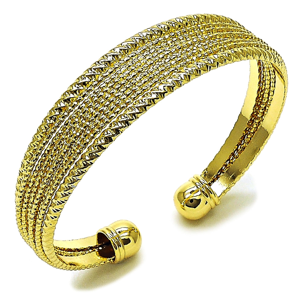 Oro Laminado Individual Bangle, Gold Filled Style Diamond Cutting Finish, Golden Finish