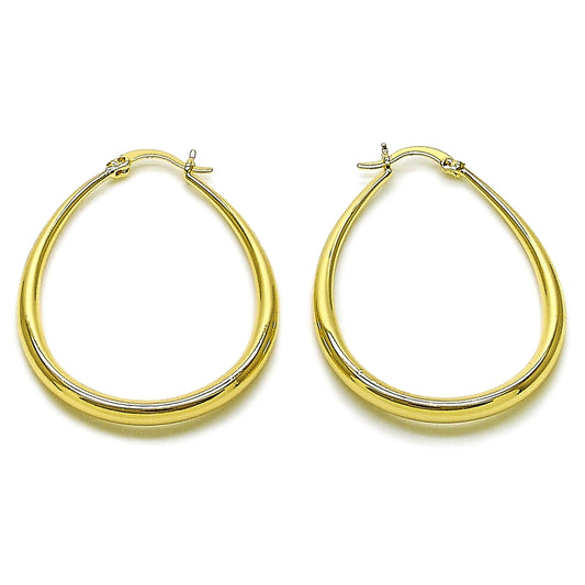 Oro Laminado Medium Hoop, Gold Filled Style Teardrop and Hollow Design, Polished, Golden Finish