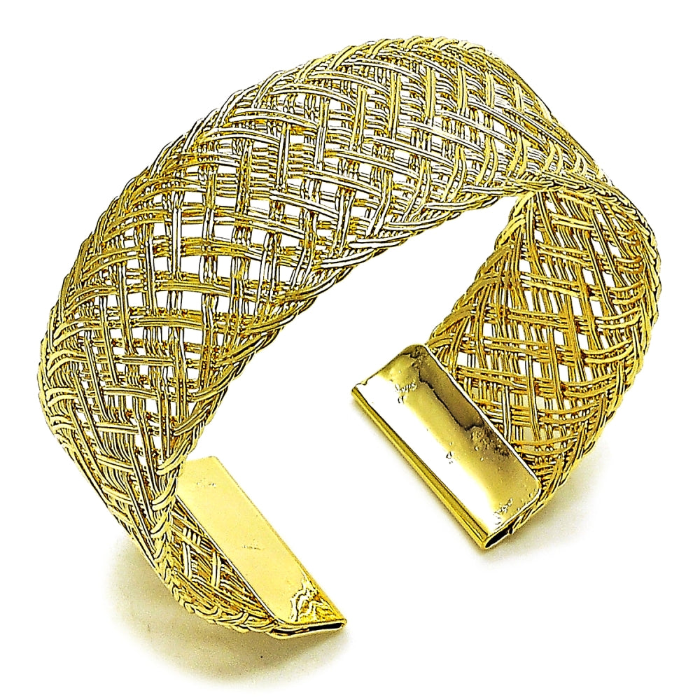 Oro Laminado Individual Bangle, Gold Filled Style Filigree Design, Polished, Golden Finish