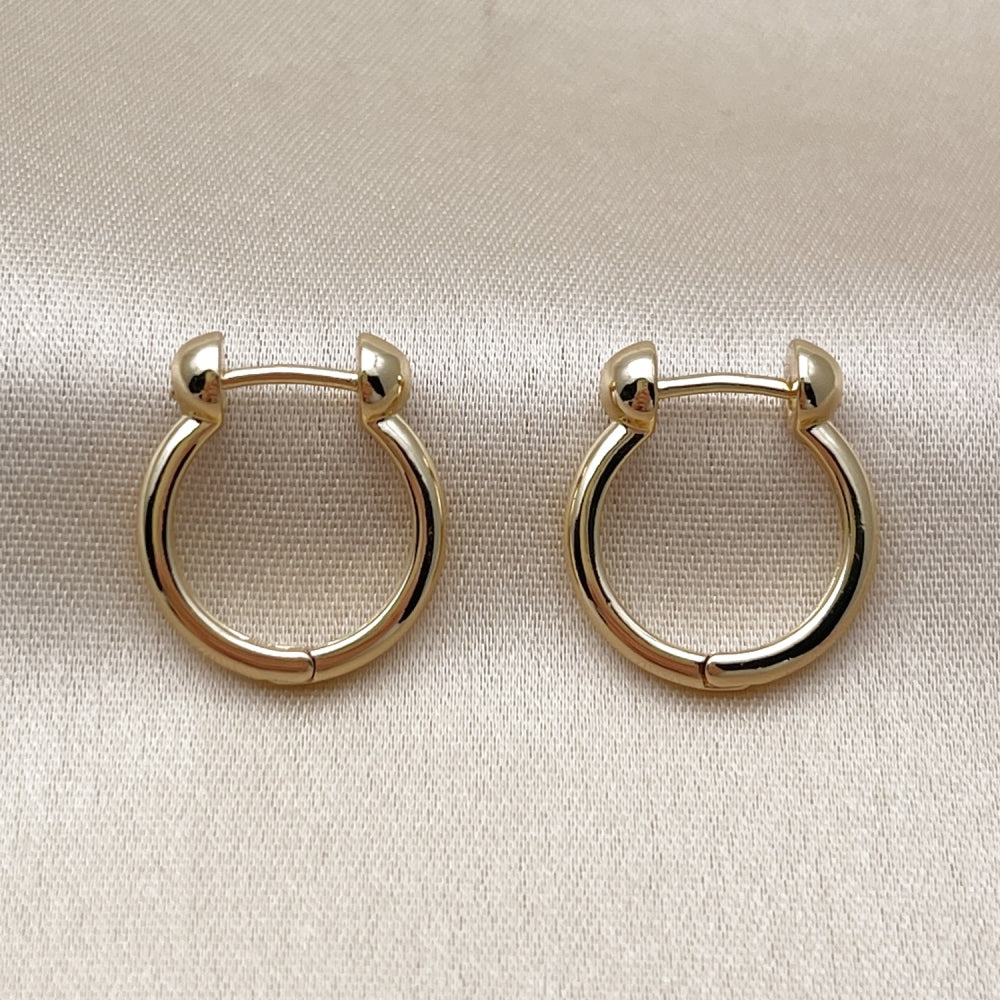 Oro Laminado Huggie Hoop, Gold Filled Style Horseshoe Design, Polished, Golden Finish