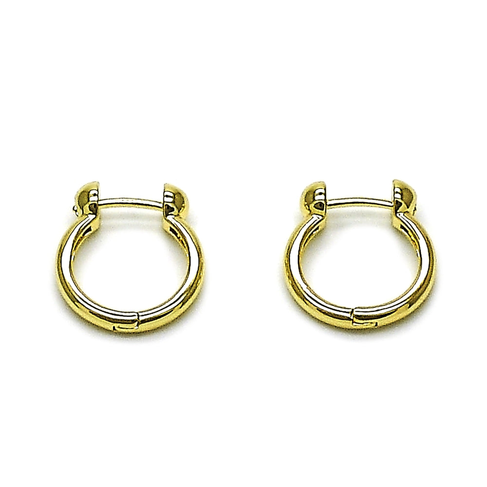 Oro Laminado Huggie Hoop, Gold Filled Style Horseshoe Design, Polished, Golden Finish