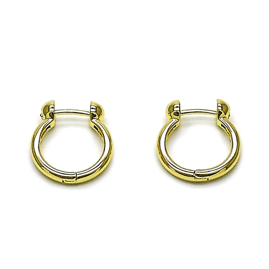 Oro Laminado Huggie Hoop, Gold Filled Style Horseshoe Design, Polished, Golden Finish