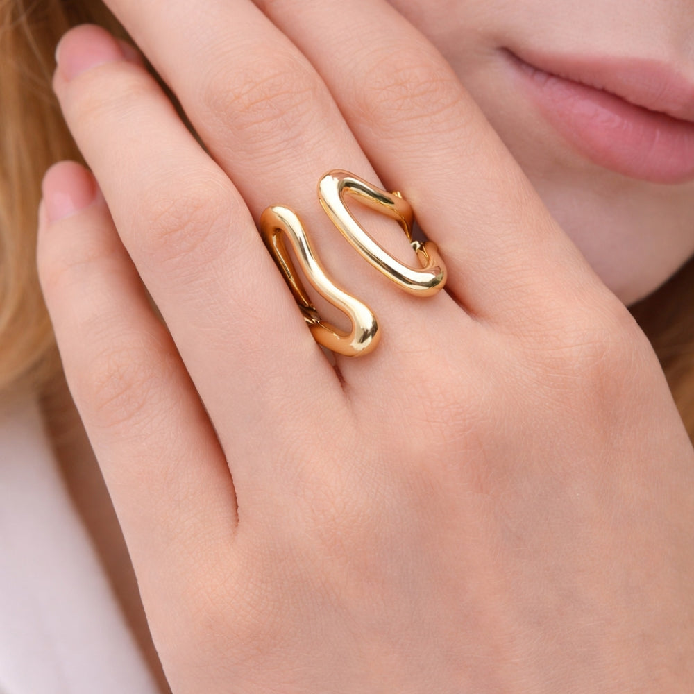 Oro Laminado Multi Stone Ring, Gold Filled Style with White Micro Pave, Polished, Golden Finish