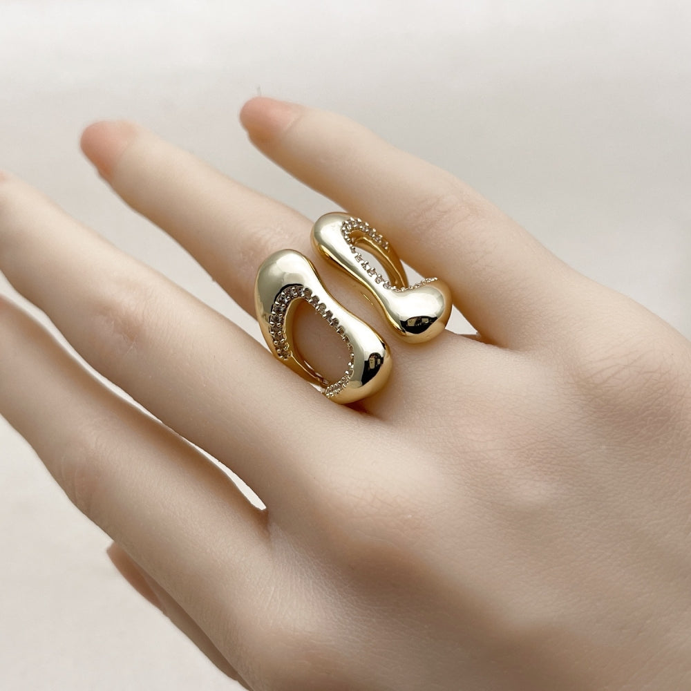 Oro Laminado Multi Stone Ring, Gold Filled Style with White Micro Pave, Polished, Golden Finish