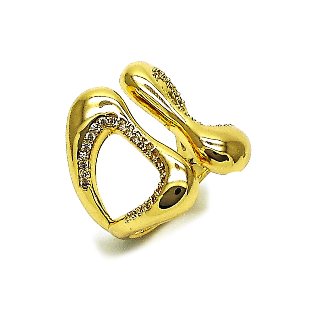 Oro Laminado Multi Stone Ring, Gold Filled Style with White Micro Pave, Polished, Golden Finish