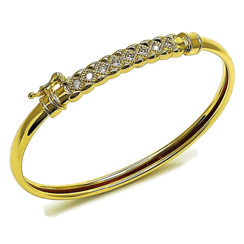 Oro Laminado Individual Bangle, Gold Filled Style with White Cubic Zirconia, Polished, Golden Finish