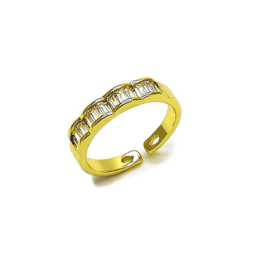 Oro Laminado Multi Stone Ring, Gold Filled Style Baguette Design, with White Cubic Zirconia, Polished, Golden Finish