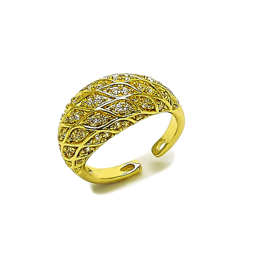 Oro Laminado Multi Stone Ring, Gold Filled Style with White Cubic Zirconia, Polished, Golden Finish