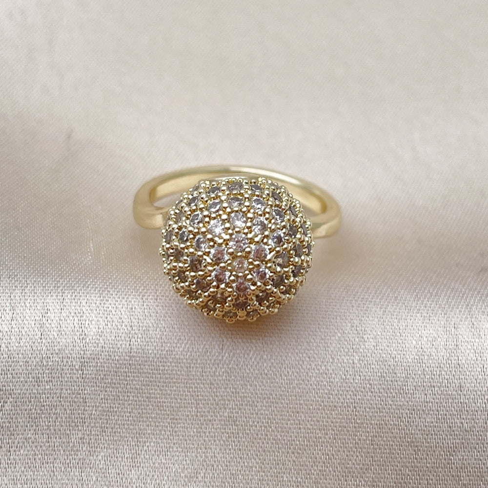 Oro Laminado Multi Stone Ring, Gold Filled Style Ball Design, with White Cubic Zirconia, Polished, Golden Finish