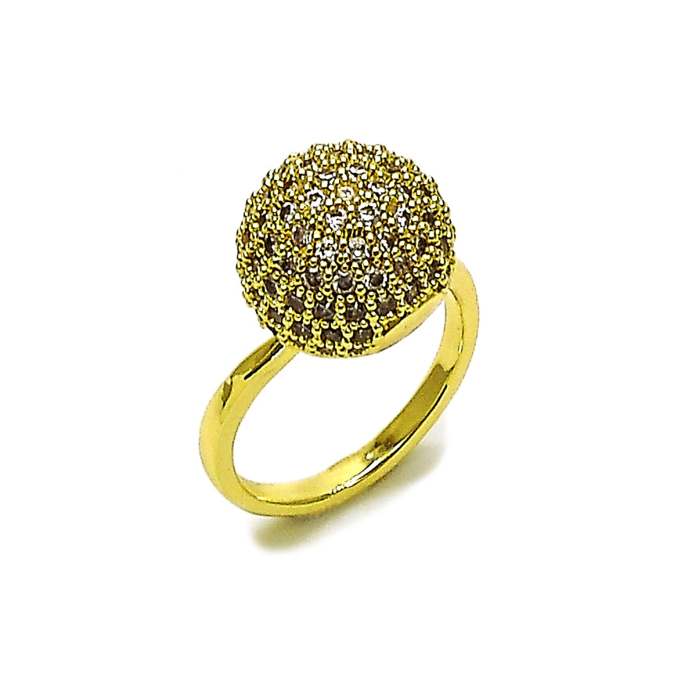 Oro Laminado Multi Stone Ring, Gold Filled Style Ball Design, with White Cubic Zirconia, Polished, Golden Finish
