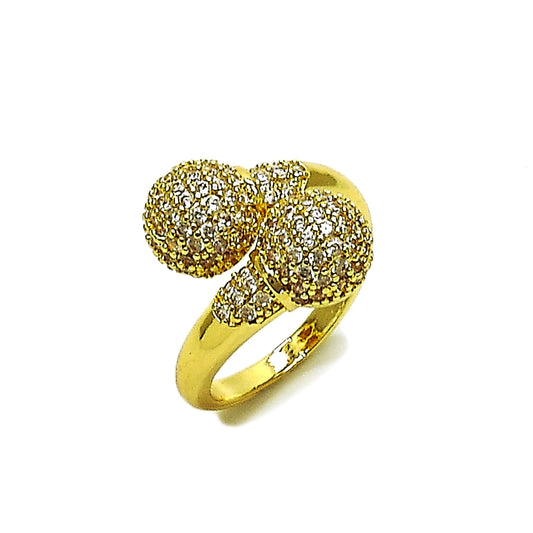 Oro Laminado Multi Stone Ring, Gold Filled Style Ball Design, with White Cubic Zirconia, Polished, Golden Finish