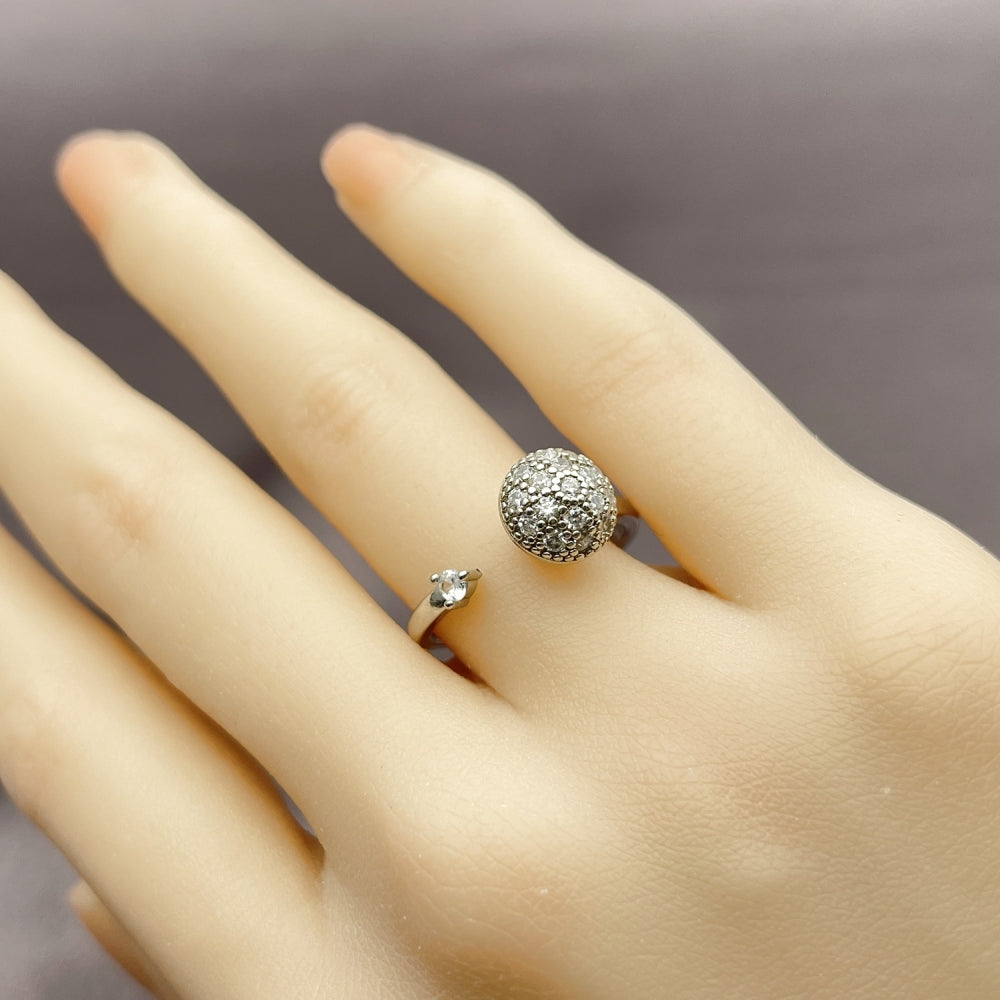 Rhodium Gold Filled Multi Stone Ring, Ball Design, with White Cubic Zirconia, Polished, Rhodium Finish