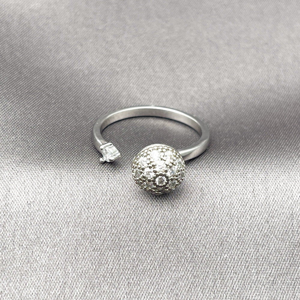 Rhodium Gold Filled Multi Stone Ring, Ball Design, with White Cubic Zirconia, Polished, Rhodium Finish