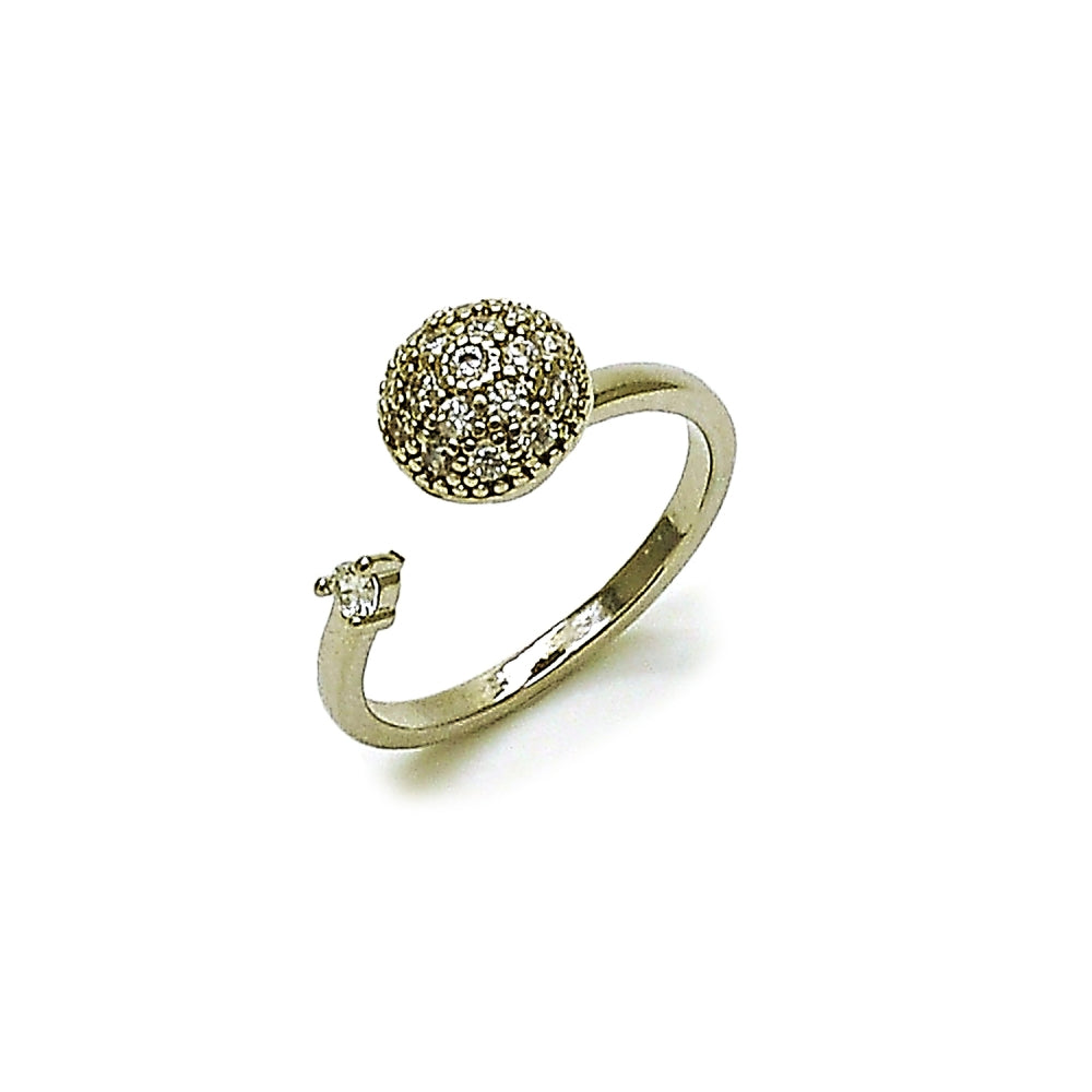 Rhodium Gold Filled Multi Stone Ring, Ball Design, with White Cubic Zirconia, Polished, Rhodium Finish
