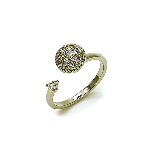 Rhodium Gold Filled Multi Stone Ring, Ball Design, with White Cubic Zirconia, Polished, Rhodium Finish