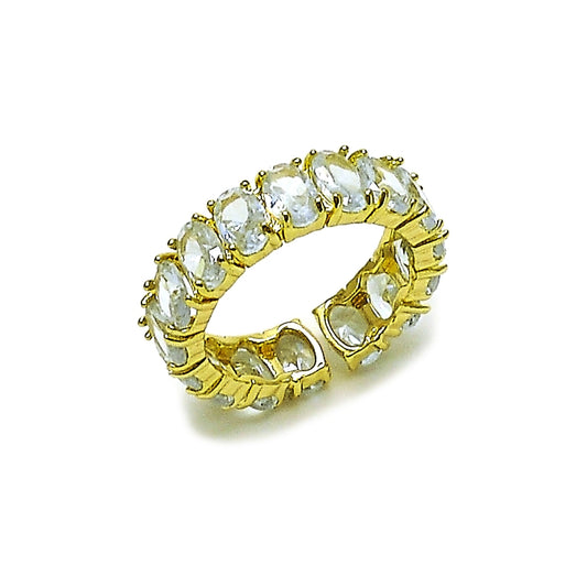 Oro Laminado Multi Stone Ring, Gold Filled Style with White Cubic Zirconia, Polished, Golden Finish